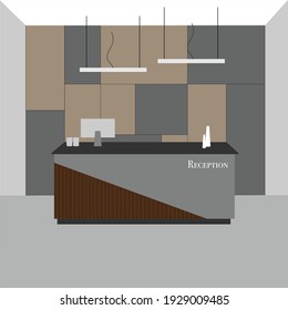 Modern and minimal hotel reception deign with earth tone style