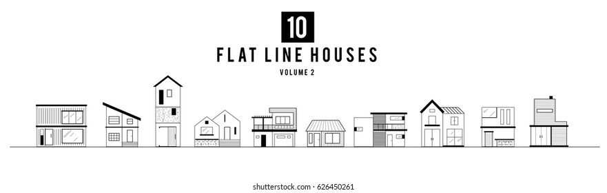 Modern Minimal House Illustration in Vector Flat line style