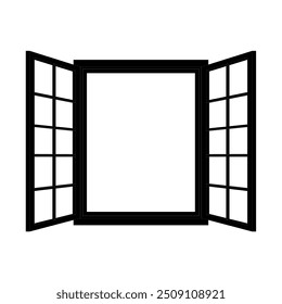 Modern and minimal house window vector illustrations for interior decoration isolated on background, open office glass window frame, room, apartment, hotel, residential, property. Luxury and elegance
