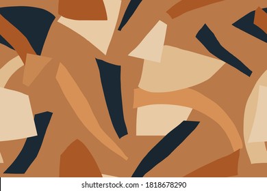 Modern minimal illustration pattern. Creative collage with shapes. Seamless pattern. Fashionable template for design.