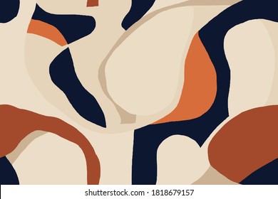 Modern minimal illustration pattern. Creative collage with shapes. Seamless pattern. Fashionable template for design.