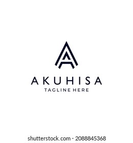 Modern minimal initial alphabet letter a logo simple line art 