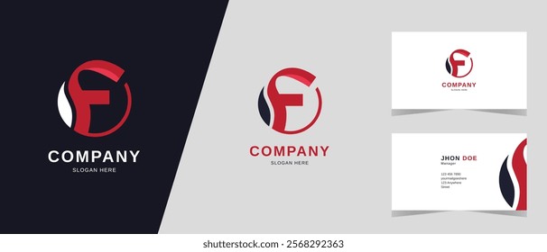 Modern minimal Initial Letter F Logo With Premium Corporate Modern Business Card Design Vector Template for Your Company Business or Brand