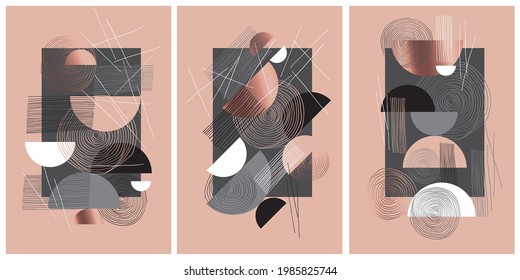 Modern minimal laconic geometric composition for card, header, invitation, poster, social media, post publication. Vector frame with geometry shapes.