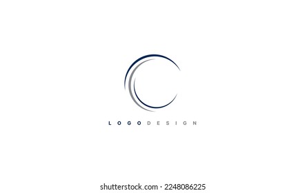 Modern and Minimal layered letter C logo, simple initial C monogram logo vector template