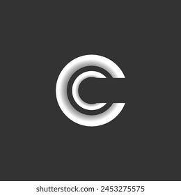 Modern and Minimal layered letter C logo, simple initial C monogram logo vector template