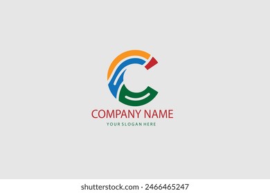 Modern and Minimal layered letter C logo, simple initial C monogram logo vector template