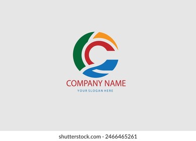 Modern and Minimal layered letter C logo, simple initial C monogram logo vector template