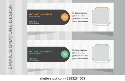 Modern and Minimal Layout of Email Signature template set with Geometric Shapes.