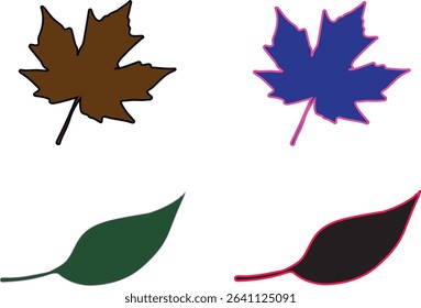 A modern minimal leaf collection in vector format. Includes flat-style botanical elements with clean edges, perfect for icons, logos, and print design.