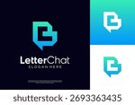 Modern minimal letter B talk logo design. Abstract bubble chat logo with initial B symbol logo