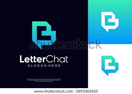 Modern minimal letter B talk logo design. Abstract bubble chat logo with initial B symbol logo