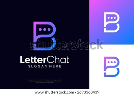 Modern minimal letter B talk logo design. Abstract bubble chat logo with initial B symbol logo.