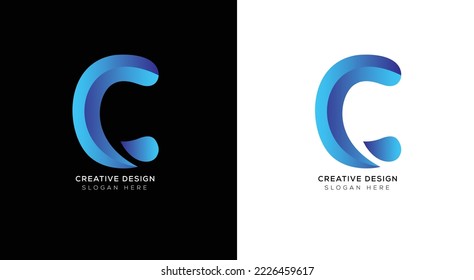 Modern minimal letter c logo design black and white background