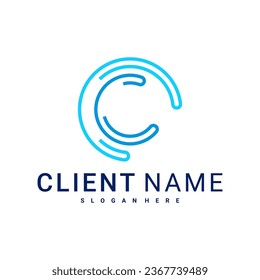 Modern und Minimal Buchstaben C Logo. Einfache erste C-Monogramm Logo-Design Vektorvorlage.