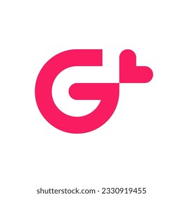 Modern minimal letter G heart logo design