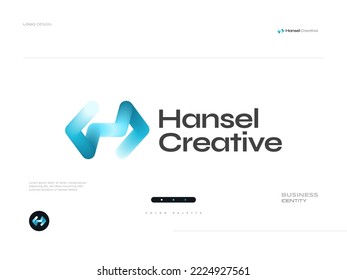 Modern and Minimal Letter H Logo Design in Blue and White Blend Gradient. Futuristic Letter H Logo or Icon for Business and Technology Brand Identity