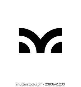 modern and minimal letter M V monogram initial black universal logo design template