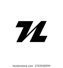 Monograma moderno y minimalista de la letra N con el fondo blanco.