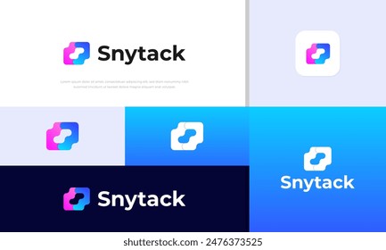 Modern minimal letter S Technology abstract monogram logo. Flat Vector Logo Design Template Elements