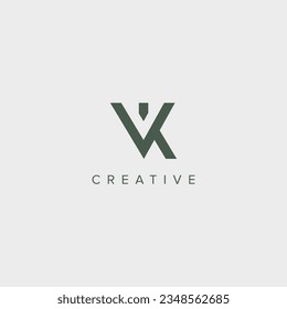 Modern minimal letter VK KV logo design template - vector.