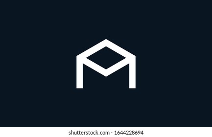 Modern minimal line art letter AM logo. This logo icon incorporate with abstract hexagon shape in the creative way.
