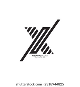 Modern minimal line shape letter ZX or XZ negative space monogram logo. ZX logo. XZ logo
