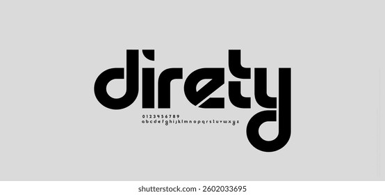 Modern minimal logo alphabet font. Typography abstract minimalist round sans serif technology, electronic, movie, creative logos fonts. vector illustration