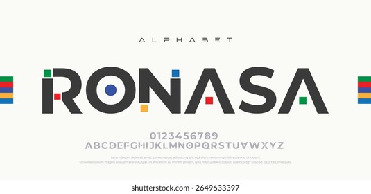Modern Minimal Logo Alphabet Font – Abstract Sans Serif Typography for Technology, Movie, and Futuristic Branding logotype. Vectore illustration