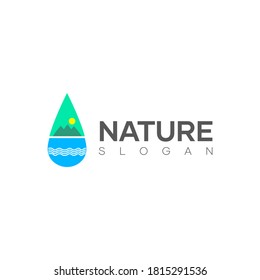 Diseño minimalista moderno para la tierra y el agua. Diseño de logotipo de tema natural con formas abstractas que se asemejan a los resortes. vector de logotipo