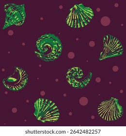 Modern, minimal marine themed printable, dark based seamless pattern. Aquatic pattern background ideas for textile, home decor, banner, poster, brochure, wall paper, gift wrapping, laminates.