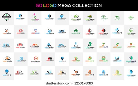 Modern Minimal Mega Vector 50 Logo set Collection 