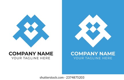 Modelo de diseño de logotipo de negocios abstracto mínimo en monograma moderno
