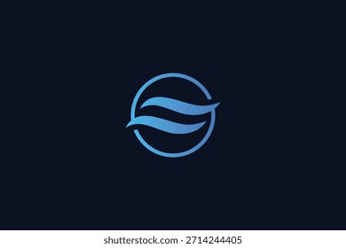 Moderno minimal Ocean Wave Logo Design em fundo azul
