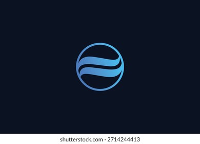 Modern Minimal Ocean Wave Logo Design on Blue Background