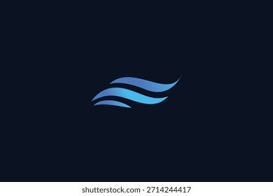 Moderno minimal Ocean Wave Logo Design em fundo azul