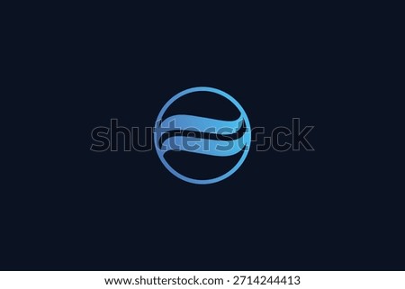 Modern Minimal Ocean Wave Logo Design on Blue Background