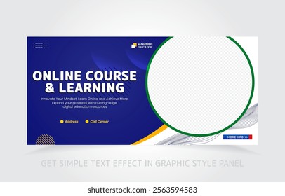 Modern and minimal online course banner for advertising e-learning platforms effectively