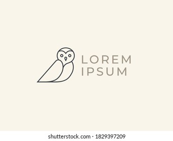 Modern minimal owl illustration. Linear owl logo.