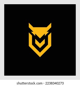 Modern minimal owl illustration. Linear owl logo.