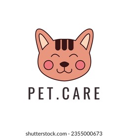 modern minimal pet logo veterinary dog cat head mascot animal friend cute logo design vector graphic illustration