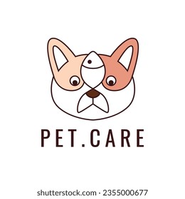 modern minimal pet logo veterinary dog cat head mascot animal friend cute logo design vector graphic illustration