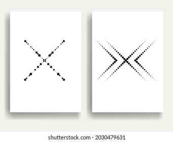Modern minimal posters .Linear halftone dots Design .X logo elements for your design. vector illustration