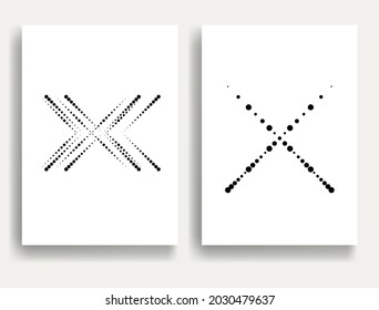 Modern minimal posters .Linear halftone dots Design .X logo elements for your design. vector illustration