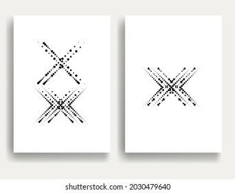 Modern minimal posters .Linear halftone dots Design .X logo elements for your design. vector illustration