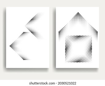 Afiches modernos y mínimos .Puntos lineales de semitono Diseñar elementos para su diseño. ilustración vectorial