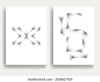 Afiches modernos y mínimos .Puntos lineales de semitono Diseñar elementos para su diseño. ilustración vectorial