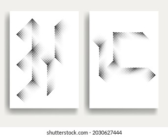 Modern minimal posters .Linear halftone dots Design .elements for your design. vector illustration