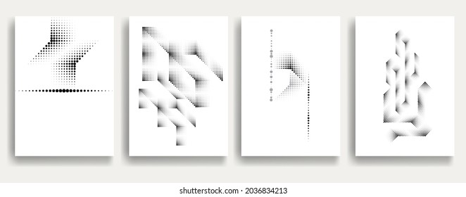 Afiches modernos y mínimos .Puntos lineales de semitono Diseñar elementos para su diseño. ilustración vectorial