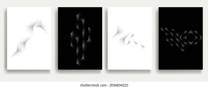 Moderne minimale Plakate .Lineare Halftone Punkte Design .Elemente für Ihr Design. Vektorgrafik